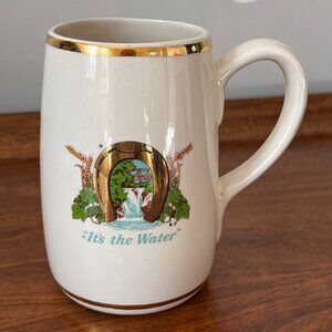 Olympia Brewing Co. Beer Mug Stein "It's the Water" Horseshoe Gold Trim Vintage